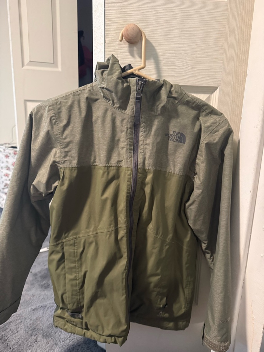 The North Face Two-Tone Olive Hooded Windbreaker Jacket